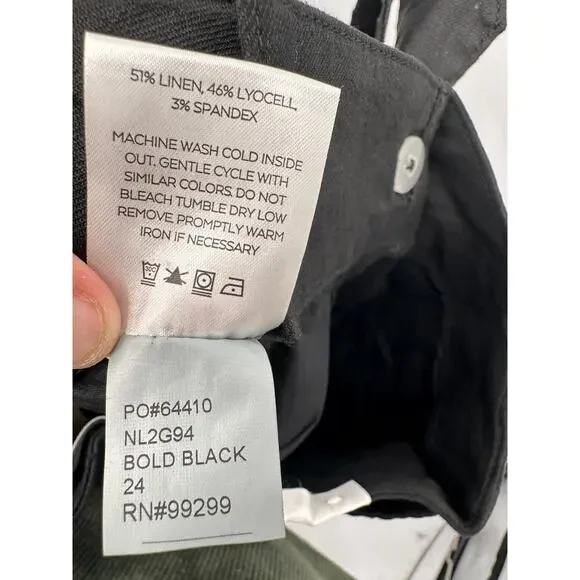 LEVEL99 NWT Bette Seamed Tie Waist Linen Straight Leg Trouser in Black // 00 - Picture 12 of 14